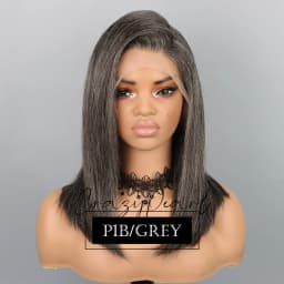 CrazyPearl Grey Bob Wig Human Hair Straight Lace Frontal Wig 13X4 Lace Front Bob Wig Preplucked 10Inch Short Human Hair Wigs