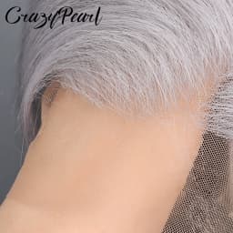 CrazyPearl Grey Bob Wig Human Hair Straight Lace Frontal Wig 13X4 Lace Front Bob Wig Preplucked 10Inch Short Human Hair Wigs