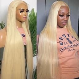 250% 300% Density 613 Honey Blonde Color 13x6 HD Lace Frontal Wigs Pre Plucked Indian Raw Hair Straight 13x4 Lace Front Human Hair Wigs For Women 38 40 inch