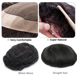 New Men Toupee Human Hair Wigs Fine Mono NPU Capillary Prosthesis Real Human Remy Hair System Male Grey Hair Toupee Hairpiece