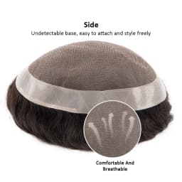 New Men Toupee Human Hair Wigs Fine Mono NPU Capillary Prosthesis Real Human Remy Hair System Male Grey Hair Toupee Hairpiece