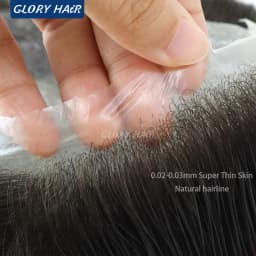 Gloryhair-NG Super Thin Skin Men Toupee 0.02-0.03mm V Loop Natural Hairline 90% Density Invisible Male Hair Unit Wig
