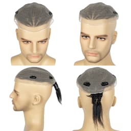 Men's Toupee Hair HD Full Lace Male Hairpieces with Cornrow Braids White Hair Reaplcement Synthetic Short Hair Topper for Men