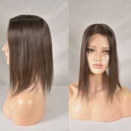 Hair Topper for Women Real Human Hair Clip in Hair Hairpieces for Women No Bangs Top Base Mono Lace 4x6inch Brown Color 14inch