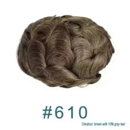 0.04- 0.06mm Natural Hairline Ultra Thin Skin Invisible Mens Toupee Cool Blonde Grey Male Human Hair Capillary Prosthesis System