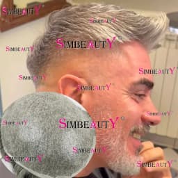 0.04- 0.06mm Natural Hairline Ultra Thin Skin Invisible Mens Toupee Cool Blonde Grey Male Human Hair Capillary Prosthesis System