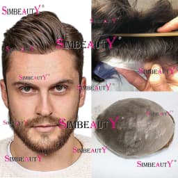 0.04- 0.06mm Natural Hairline Ultra Thin Skin Invisible Mens Toupee Cool Blonde Grey Male Human Hair Capillary Prosthesis System