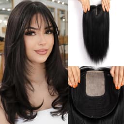 16 Inches Straight Human Hair Toppers Light Blonde Dark Root Hair Toppers for Women Hairpieces Extensions 3 Clips In Hair Topper