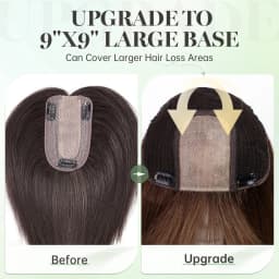 16 Inches Straight Human Hair Toppers Light Blonde Dark Root Hair Toppers for Women Hairpieces Extensions 3 Clips In Hair Topper