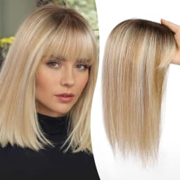 12in Hair Toppers for Women Real Human Hair Pieces Brown Blonde Highlight 10*12cm Silk Base Toppers for Women With Thinning Hair