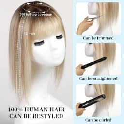 12in Hair Toppers for Women Real Human Hair Pieces Brown Blonde Highlight 10*12cm Silk Base Toppers for Women With Thinning Hair