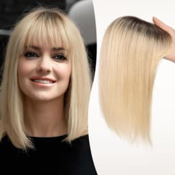 12in Hair Toppers for Women Real Human Hair Pieces Brown Blonde Highlight 10*12cm Silk Base Toppers for Women With Thinning Hair