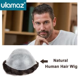 Realistic Male Hair Prosthesis 0.02-0.03mm Ultra Thin Skin Capillary Prosthesis 80% Toupee Wig Men Undetectable Man Hair System