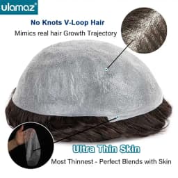 Realistic Male Hair Prosthesis 0.02-0.03mm Ultra Thin Skin Capillary Prosthesis 80% Toupee Wig Men Undetectable Man Hair System