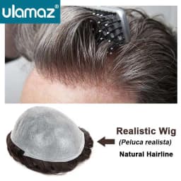 Realistic Male Hair Prosthesis 0.02-0.03mm Ultra Thin Skin Capillary Prosthesis 80% Toupee Wig Men Undetectable Man Hair System