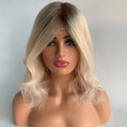 7T60 Color Dark Roots Glueless Silk Top Silicone Base Medical Wig Replacement European Human Hair For Alopecia Or Cancer
