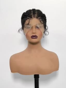 Full Lace Natural Bantu Braided Wigs Synthetic Braided Lace Wig with Baby Hair Knotless Braids Wigs for Black Women
