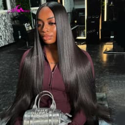Ash Blonde Mixed Highlights #4 200 Density Drawstring Glueless Wigs Invisible HD Lace Front Closure Human Hair 14A Remy Straight