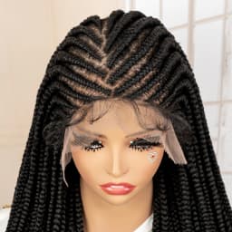 34 Inches Handmade Cornrow Braided Wigs Full Lace Synthetic Knotless Box Braiding Wig Cornrow Braids Lace Wigs African Hair Wigs