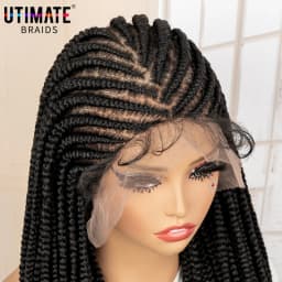 34 Inches Handmade Cornrow Braided Wigs Full Lace Synthetic Knotless Box Braiding Wig Cornrow Braids Lace Wigs African Hair Wigs