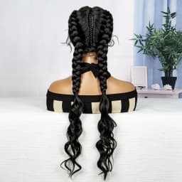 30 Inches New Fashion Braided Wigs 1B/30# Brown Braiding Hair Synthetic Wigs Transparent Lace Frontal Wigs for Women