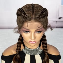 30 Inches New Fashion Braided Wigs 1B/30# Brown Braiding Hair Synthetic Wigs Transparent Lace Frontal Wigs for Women