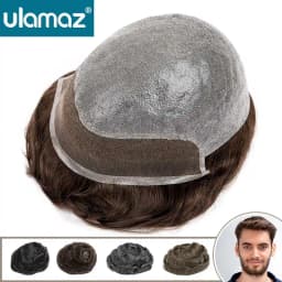 Lace Pu Men's Capillary Prosthesis 0.06-0.08mm Skin Toupee Hair Men Lace Front Hair Prosthesis Man Hair System Wigs Human Hair