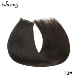 Isheeny Straight Long Tape Weft Hair 12"-22" Invisible PU Skin Weft Human Hair Extensions Natural Inject Hair Bundles 80-100g