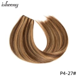 Isheeny Straight Long Tape Weft Hair 12"-22" Invisible PU Skin Weft Human Hair Extensions Natural Inject Hair Bundles 80-100g