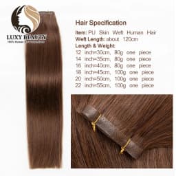 Long Straight Tape Weft Human Hair Extensions 12"-22" Invisible PU Skin Flat Weft Hair Bundles 100g Sew In Micro Links Hair