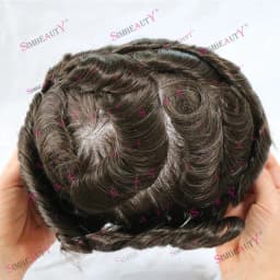 Man Human Hair 80%Density Ultra Thin 0.02mm Full Skin PU New Men Toupee Grey White 1B80 60R# Male Hairpieces Capillary Prosthes