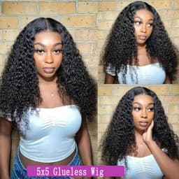 Smilegirl 220% Density 30 Inch Deep Curly Wave Wig 5x5 Glueless Lace Front Pre Plucked Brazilian Wet Wavy HD Transparent Lace Frontal Natural Color for Women