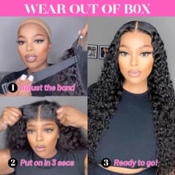 Smilegirl 220% Density 30 Inch Deep Curly Wave Wig 5x5 Glueless Lace Front Pre Plucked Brazilian Wet Wavy HD Transparent Lace Frontal Natural Color for Women