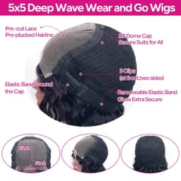 Smilegirl 220% Density 30 Inch Deep Curly Wave Wig 5x5 Glueless Lace Front Pre Plucked Brazilian Wet Wavy HD Transparent Lace Frontal Natural Color for Women