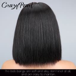 CrazyPearl 1X13 Lace Front Wig Straight Short Bob Wig Human Hair Wigs for Black Women with Bangs Human Hair Natural Color