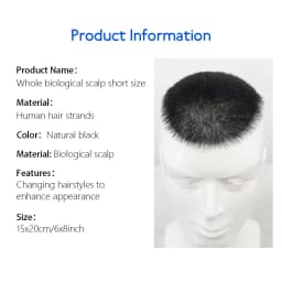 15*20cm 100% Human Hair Men's Short Buzz Cut Hair Thin Skin Toupee Men Human Hair Transparent Full Biological Scalp Prosthesis