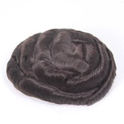 Men's Full Swiss Lace Wig Bleached Knot Human Hair Toupee Durable Comfortable All-Day Wear Hairpiece