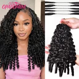 Burmese Curly Feather Crochet Human Hair, 100% Human Hair, Boho Braid Hair Extensions for Women, Pre-Separated Feather Hair Bundles, 14–26 inches, 15A Top-Quality Hair, 60/120/180/240 grams and 100 strands