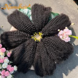 4C Afro Kinky Curly Human Hair Bundles Coily Hair Weave Extensions Natural Color 100% Unprocessed Raw Virgin Hair For Women