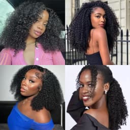 4C Afro Kinky Curly Human Hair Bundles Coily Hair Weave Extensions Natural Color 100% Unprocessed Raw Virgin Hair For Women