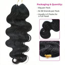 Smilegirl #1B Body Wave Crochet Human Hair 16 18 Inch Unprocessed Brazilian Virgin Feather Crochet Human Hair 60 Grams Natural Black Body Wave Human Crochet Hair Braiding Extensions for Boho Braids