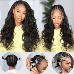 Smilegirl #1B Body Wave Crochet Human Hair 16 18 Inch Unprocessed Brazilian Virgin Feather Crochet Human Hair 60 Grams Natural Black Body Wave Human Crochet Hair Braiding Extensions for Boho Braids