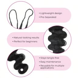 Smilegirl #1B Body Wave Crochet Human Hair 16 18 Inch Unprocessed Brazilian Virgin Feather Crochet Human Hair 60 Grams Natural Black Body Wave Human Crochet Hair Braiding Extensions for Boho Braids