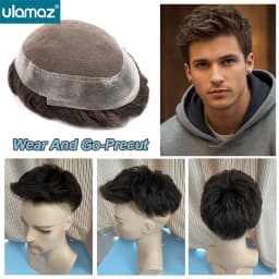 Precut Hairstyle Lace Pu Male Hair Prosthesis Mono Toupee Hair Men Full Lace Hair System For Man Wear And Go Men's Wig Remy Hair