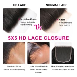 UNice 5x5 HD Lace Closure 26Inch Straight Human Hair Lace Closure 4x4 Transparent Lace Closure 1PC Free Part