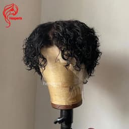 Hesperis Brazilian Remy Human Hair Wig 13x6 Lace Frontal Short Curly Pixie Cut Middle Part Lace Front Men Wigs Pre Plucked