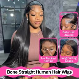 13x4 13x6 Hd Bone Straight Transparent Lace Front Wig Human Hair 40 Inch Pre Plucked Lace Frontal Wigs 250 Density