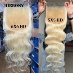 HiEbony 613 Color 13x6 HD Lace Frontal Body Wave Melt Skin 5x5 6x6 HD Lace Closure Straight 100% Human Hair 13x4 HD Lace Frontal
