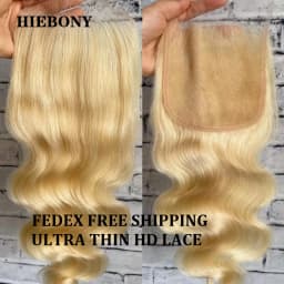 HiEbony 613 Color 13x6 HD Lace Frontal Body Wave Melt Skin 5x5 6x6 HD Lace Closure Straight 100% Human Hair 13x4 HD Lace Frontal