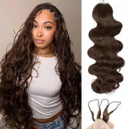 FRIZIRA Chocolate Brown Miracle Knots Crochet Human Hair Crochet Braids Body Wave Feather Crochet Human Hair Extensions